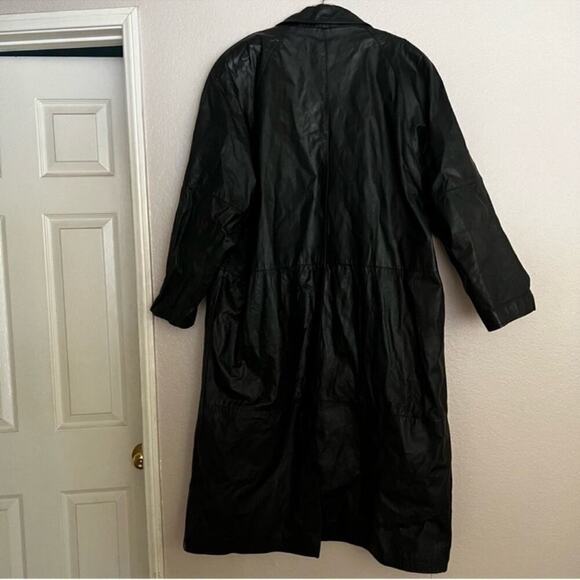 Vintage G-III Black Long Leather Trench‎ Coat Size: 10 - Picture 11 of 12